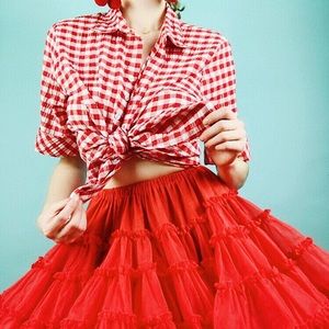 Vintage Red and White Gingham Blouse